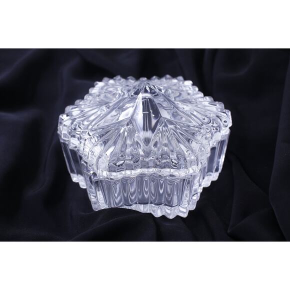 Mikasa Crystal Trinket Box, Six-pointed Star, Jewelry Holder, Transparent, Home - Picture 1 of 3